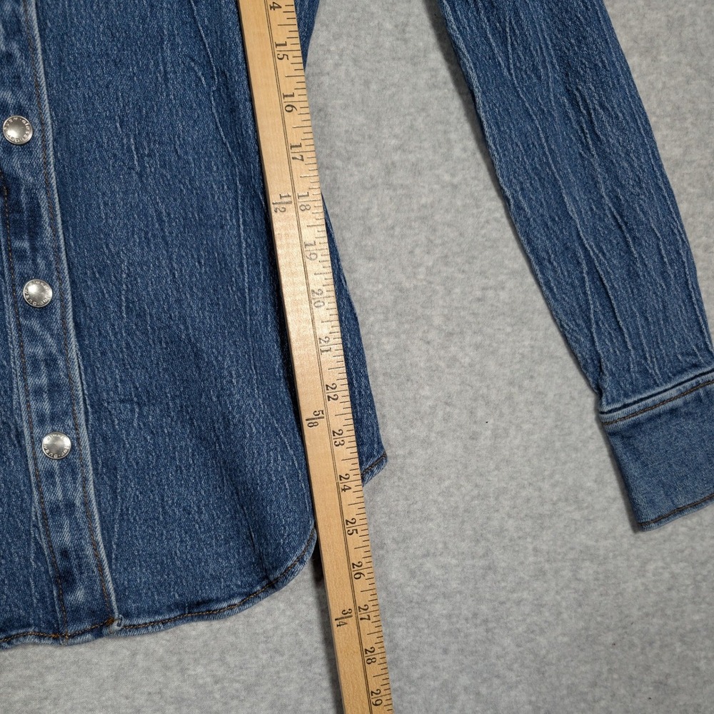 Alexander Wang Blue Denim Button-Down Shirt with Black Collar - Picture 7 of 9